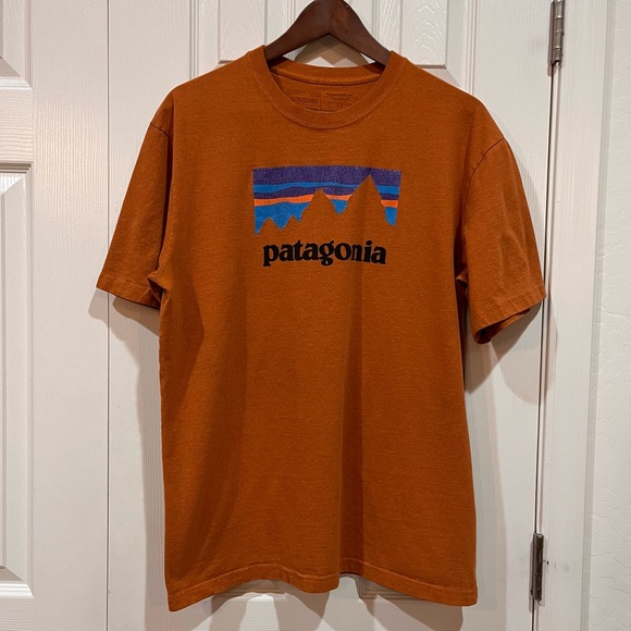Patagonia Other - Patagonia Mens Responsibili-Tee Big Logo Cotton T-Shirt Copper Ore Orange Size M